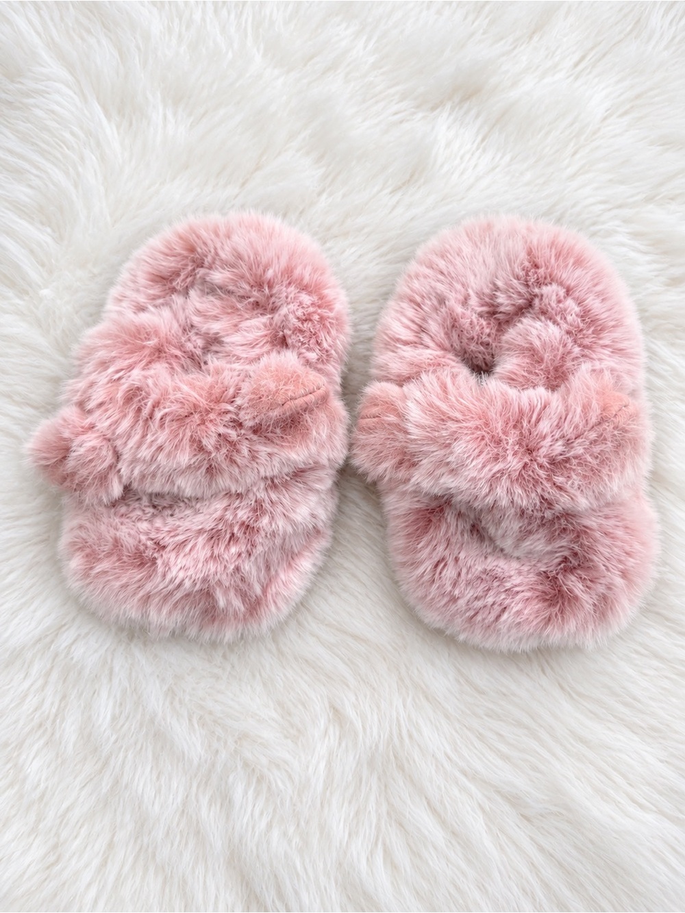 Carter's Pink Faux Fur Plush Kids Slippers